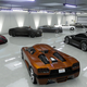 A garage in GTA Online filled with fast cars.